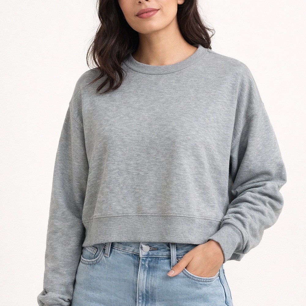 H&M Light Gray Fleece-Lined Sweatshirt size L 71% cotton
